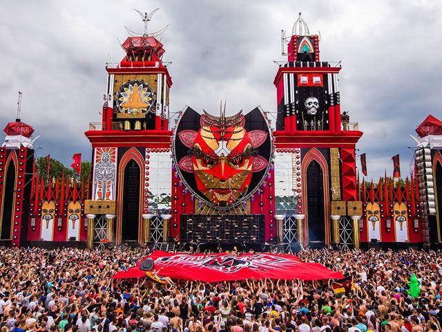 A frame from a video of Defqon.1 2014