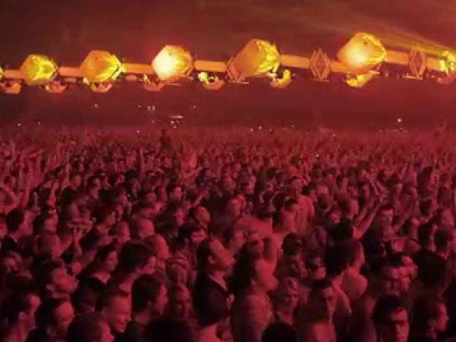 A frame from a video of Qlimax 2014