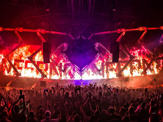 A frame from a video of Qlimax 2015